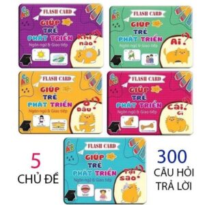 Bộ Thẻ Học Flashcard 5 Chủ Đề 300 Câu Hỏi Đáp Cho Bé Phát Triển Ngôn Ngữ Và Giao Tiếp