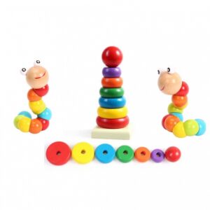 Combo 4 Món Đồ Chơi Giáo Dục Đàn Xylophone, Tháp Xếp Chồng, Bàn Luồn Hạt Mini Và Sâu Uốn Dẻo Bằng Gỗ Cho Bé Phát Triển Kĩ Năng Đầu Đời