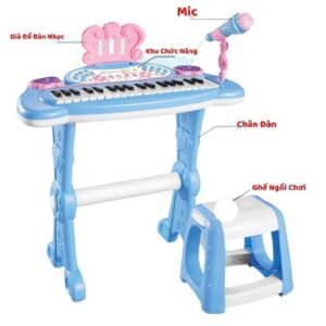 Đàn Piano Cho Bé Kèm Mic Thu Âm Có Kết Nối Điện Thoại Bản Tiếng Anh Cao Cấp (có ghế ngồi cho bé)