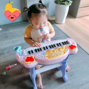 Đàn Piano Cho Bé Kèm Mic Thu Âm Có Kết Nối Điện Thoại Bản Tiếng Anh Cao Cấp (có ghế ngồi cho bé)