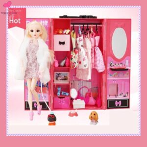 Tủ Quần Áo Búp Bê Barbie Kèm Phụ Kiện Cho Bé Gái